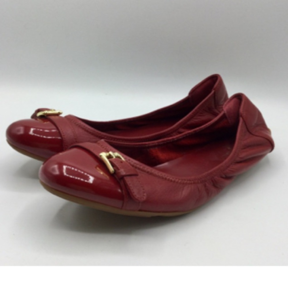 Red leather Cole Haan ballet flats
